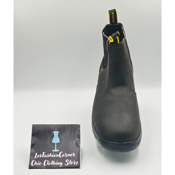 Terra Men's Black Leather Chelsea Soft Toe Pull-On Work Boots Size 10 2844 - Picture 14 of 16